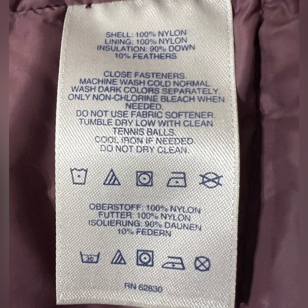 Lands' End Women's Plum Down Puffer Lightweight Jacket Snap/zipper Closure Sz XS - Picture 6 of 6